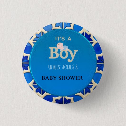 Marokkaanse jongens baby shower ronde button 3,2 cm (Voorkant)