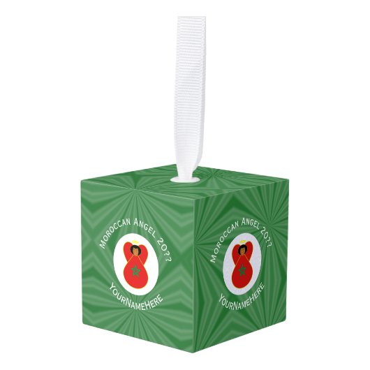 Marokkaanse kerst engel vlag gepersonaliseerd decoratie (Voorkant hoekig)