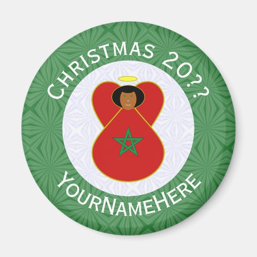 Marokkaanse kerst engel vlag gepersonaliseerd magneet (Voorkant)