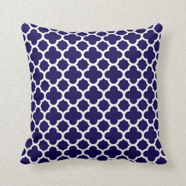 Marokkaanse klaver Quatrefoil in Cobalt Blue White Kussen