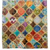 Marokkaanse Kleurrijke Gouden Koele Moderne Patroo Douchegordijn (Voorkant)