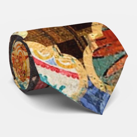 Marokkaanse Kleurrijke Gouden Koele Moderne Patroo Stropdas (Opgerold)
