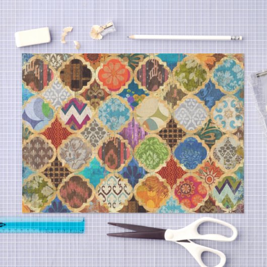 Marokkaanse kleurrijke gouden koele patroon decoup tissuepapier (Craft)