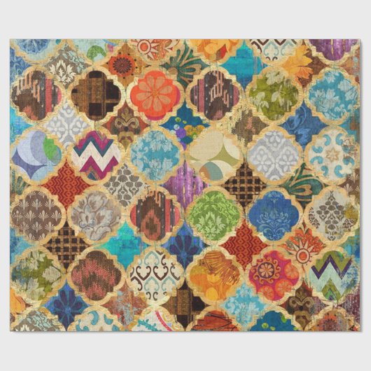 Marokkaanse Kleurrijke Tegels Decoupage Gift Cadeaupapier (Vlak)