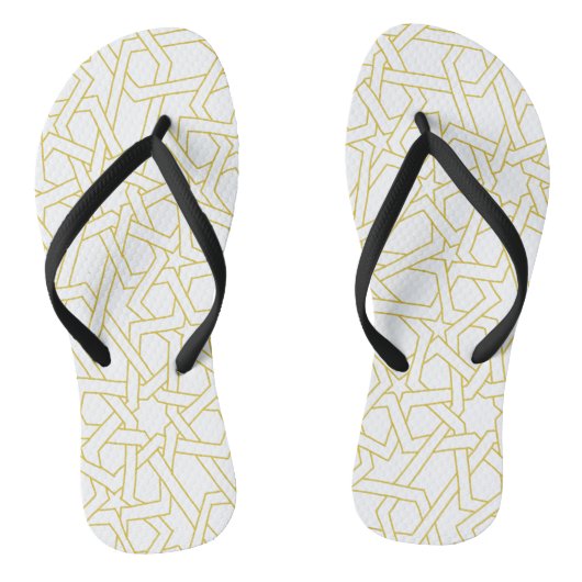 Marokkaanse kunst op goudkleur teenslippers (Voetbed)