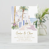 Marokkaanse kust Waterverf bestemming bruiloft Kaart (Staand voorkant)