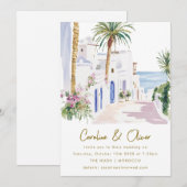 Marokkaanse kust Waterverf bestemming bruiloft Kaart (Voorkant / Achterkant)