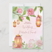 Marokkaanse lantaarns roze bloemen Islamitische br Kaart (Voorkant)