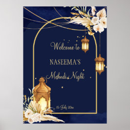 Marokkaanse lantaarns sterren nachtelijke gouden v poster