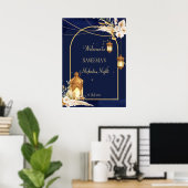 Marokkaanse lantaarns sterren nachtelijke gouden v poster (Thuiskantoor)