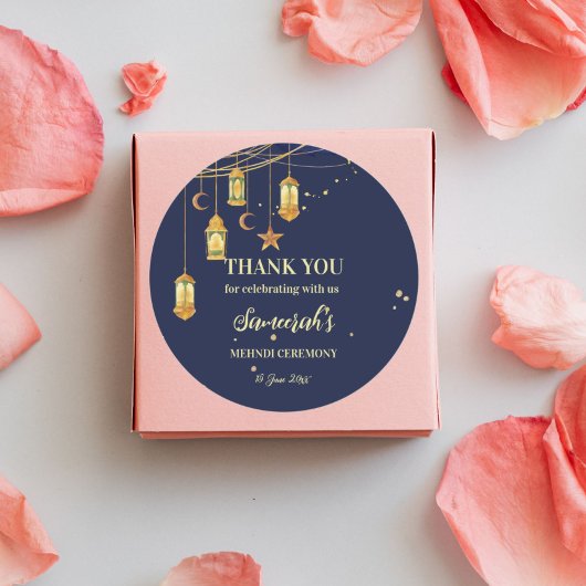 Marokkaanse lantaarns sterrenhemel gepersonaliseer ronde sticker