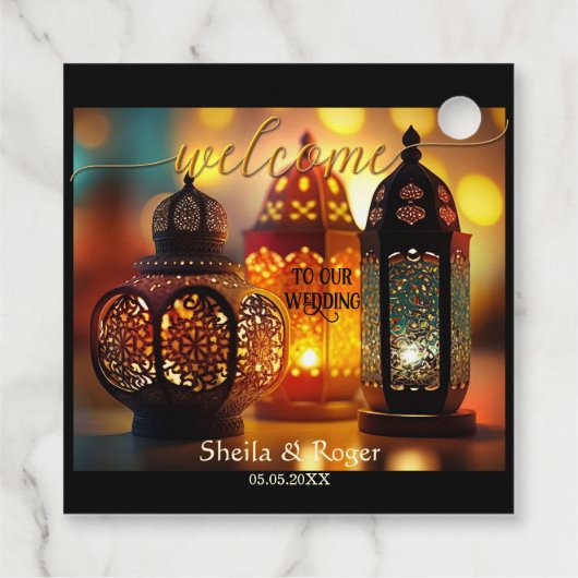 Marokkaanse lantaarns Welkome bruiloft voor Label (Achterkant)