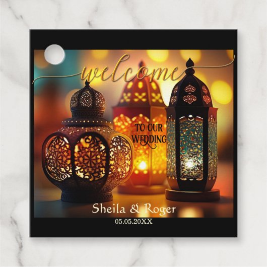 Marokkaanse lantaarns Welkome bruiloft voor Label (Voorkant)