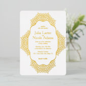 Marokkaanse lattice geometrische mandala bruiloft folie uitnodiging (Staand Voorkant)