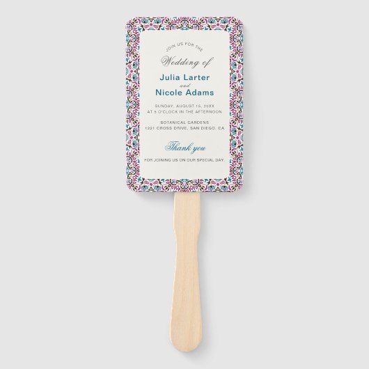 Marokkaanse lattice geometrische mandala bruiloft handwaaier (Voorkant)