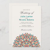 Marokkaanse lattice geometrische mandala bruiloft kaart (Voorkant / Achterkant)