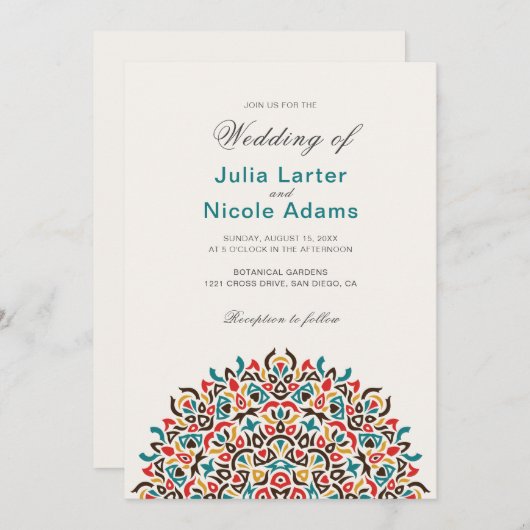 Marokkaanse lattice geometrische mandala bruiloft kaart (Voorkant / Achterkant)