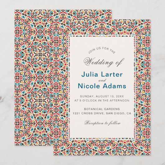 Marokkaanse lattice geometrische mandala bruiloft kaart (Voorkant / Achterkant)