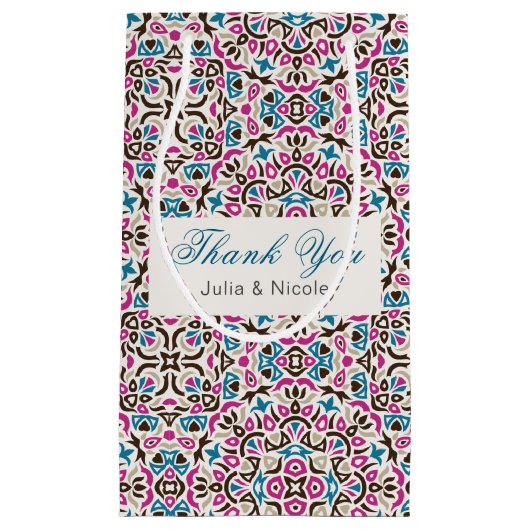 Marokkaanse lattice geometrische mandala bruiloft klein cadeauzakje (Voorkant)