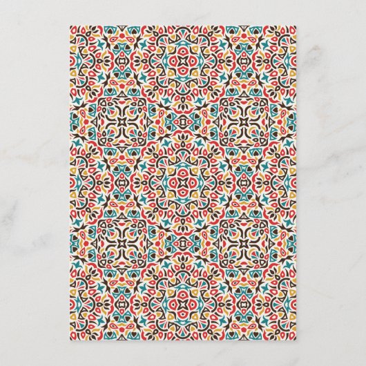 Marokkaanse lattice geometrische mandala bruiloft menu (Achterkant)