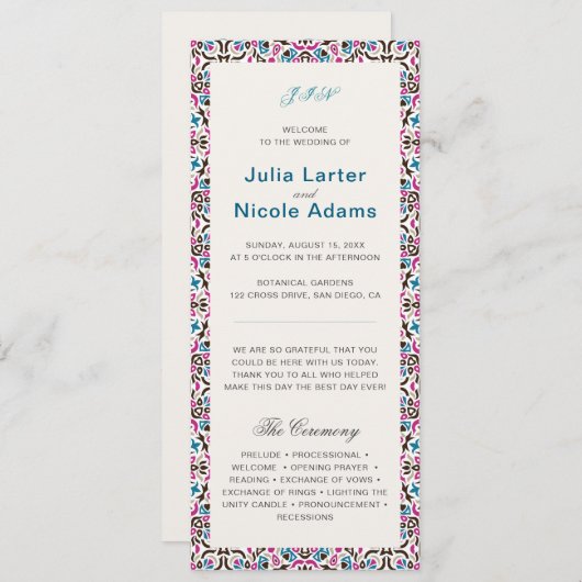 Marokkaanse lattice geometrische mandala bruiloft programmakaart (Voorkant / Achterkant)