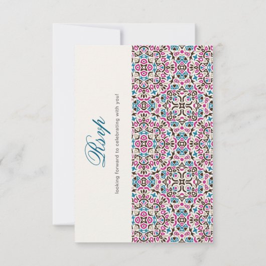 Marokkaanse lattice geometrische mandala bruiloft RSVP kaartje (Achterkant)