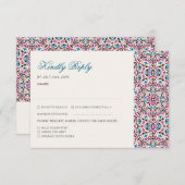 Marokkaanse lattice geometrische mandala bruiloft RSVP kaartje (Voorkant / Achterkant)