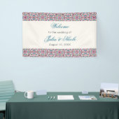 Marokkaanse lattice geometrische mandala bruiloft spandoek (Beurs)