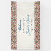 Marokkaanse lattice geometrische mandala bruiloft spandoek (Verticaal)