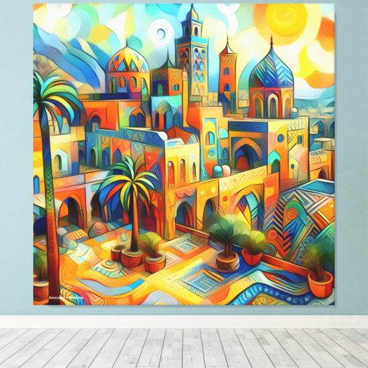Marokkaanse magie in de kunst: Aousserd Canvas Afdruk (Insitu (Houten vloer))