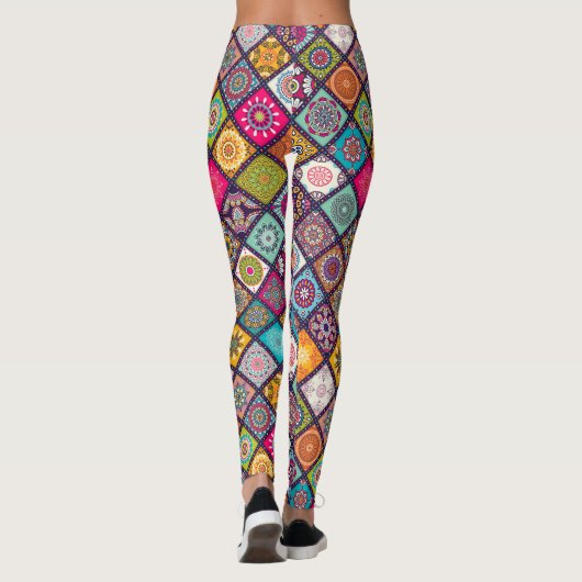 Marokkaanse mandala kleurrijke etnische stijl leggings (Achterkant)