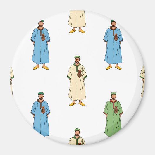 Marokkaanse Mannen in Djellaba Pattern Magneet (Voorkant)