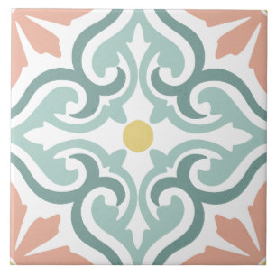 Marokkaanse mediterrane sierlijke turquoise perzik tegeltje