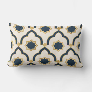 Marokkaanse mok, marineblauw goud, geometrisch pat kussen