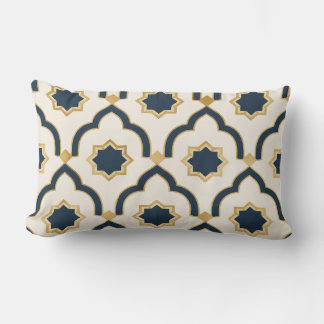 Marokkaanse mok, marineblauw goud, geometrisch pat kussen