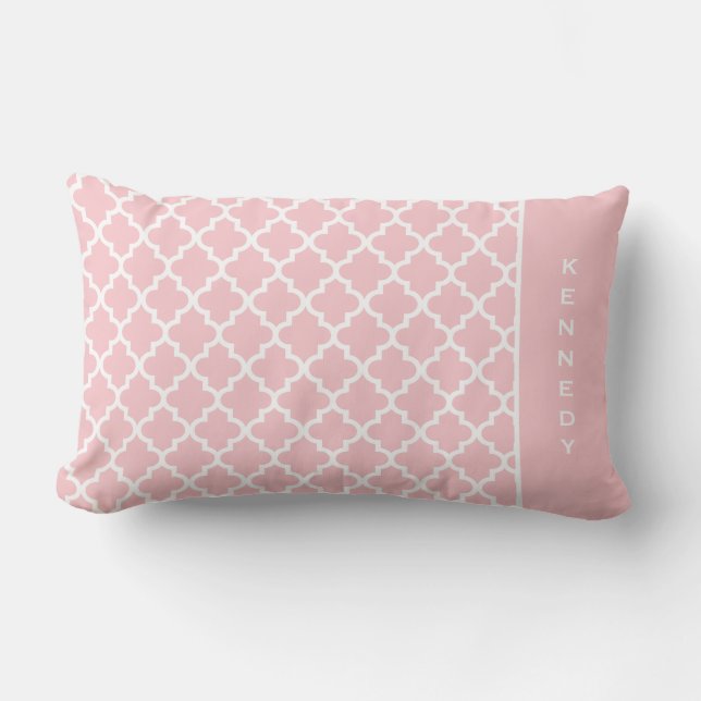 Marokkaanse Monogram Kussenhoes | Licht Roze Kussen (Voorkant)