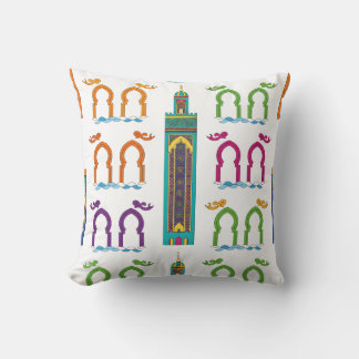 Marokkaanse moskee minaret en boog patroon kussen