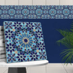 Marokkaanse Mozaïek Blues en goud Tegeltje<br><div class="desc">Marokkaanse Mozaïek Blues en goud</div>