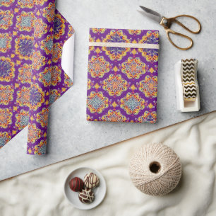 Marokkaanse mozaïek boho geometrische gouden bloem cadeaupapier