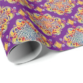 Marokkaanse mozaïek boho geometrische gouden bloem cadeaupapier (Rol Hoek)