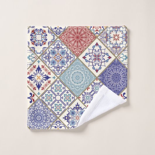 Marokkaanse mozaïek geometrisch  patroon bad handdoek (Wasdoekje)