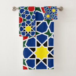 Marokkaanse Mozaïek Geometrisch Patroon ontwerp te Bad Handdoek
