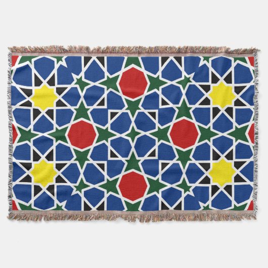 Marokkaanse Mozaïek Geometrisch Patroon ontwerp te Deken (Voorkant)