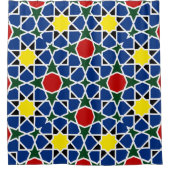 Marokkaanse Mozaïek Geometrisch Patroon ontwerp te Douchegordijn (Voorkant)