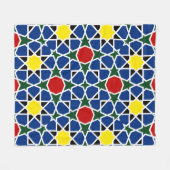 Marokkaanse Mozaïek Geometrisch Patroon ontwerp te Fleece Deken (Voorkant (Horizontaal))