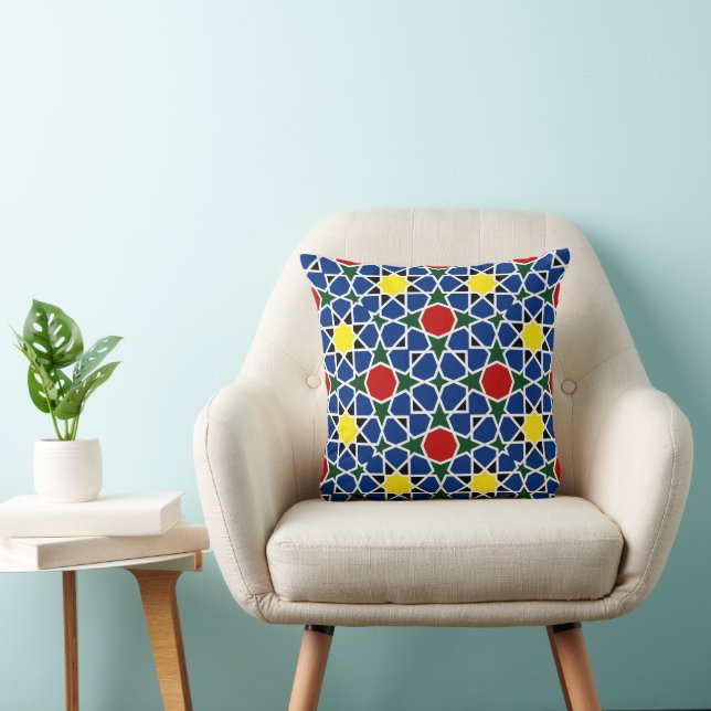 Marokkaanse Mozaïek Geometrisch Patroon ontwerp te Kussen (Stoel)