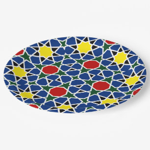 Marokkaanse Mozaïek Geometrisch Patroon ontwerp te Papieren Bordje