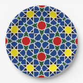 Marokkaanse Mozaïek Geometrisch Patroon ontwerp te Papieren Bordje (Voorkant)