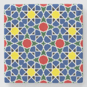 Marokkaanse Mozaïek Geometrisch Patroon ontwerp te Stenen Onderzetter (Voorkant)