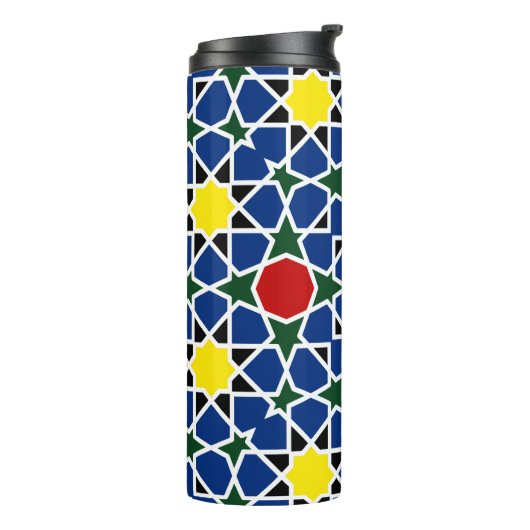 Marokkaanse Mozaïek Geometrisch Patroon ontwerp te Thermosbeker (Gedraaid links)